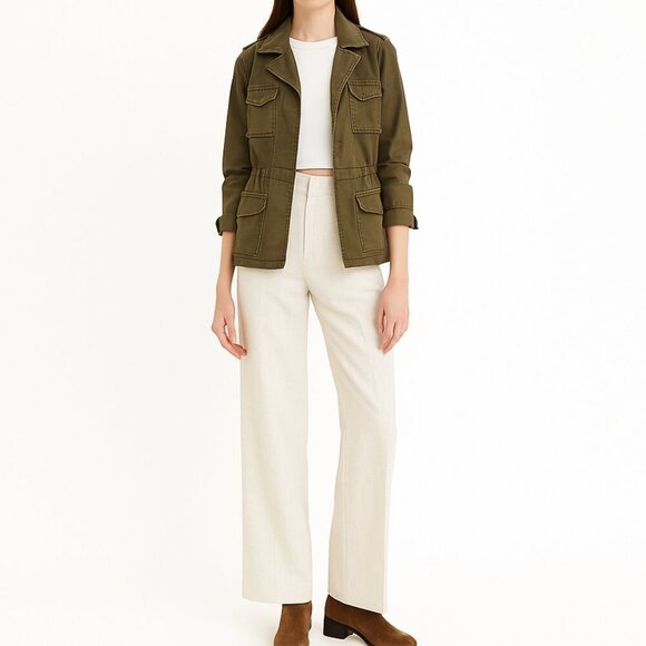 J.Crew Utility Field Jacket Size XS 100% Cotton Olive Green Military Safari - Picture 1 of 8